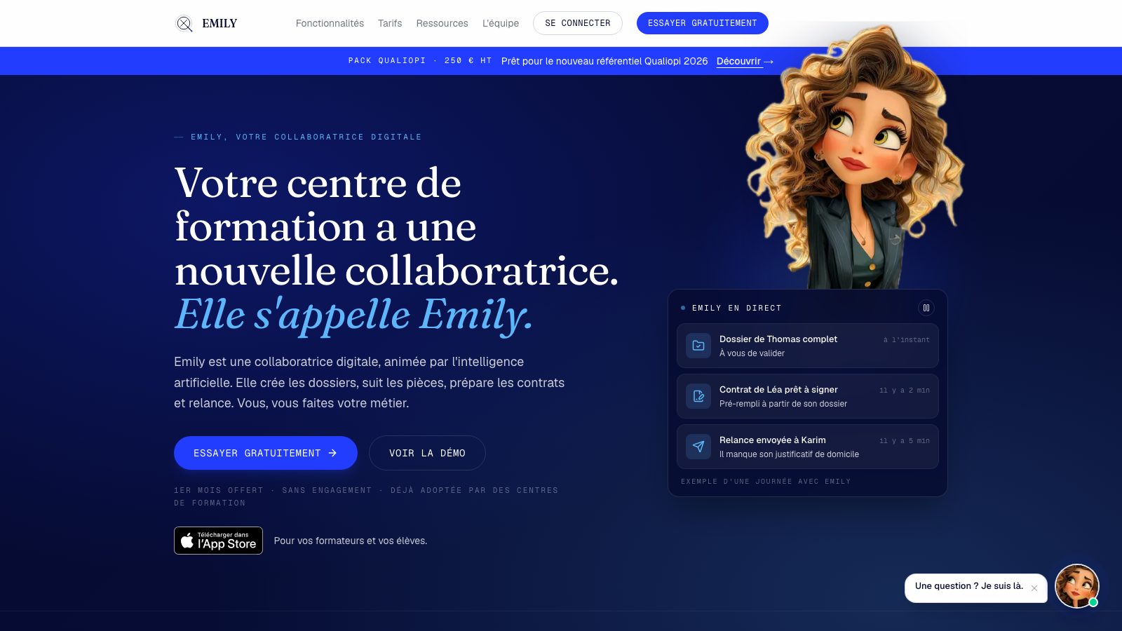 Emily, collaboratrice digitale des centres de formation