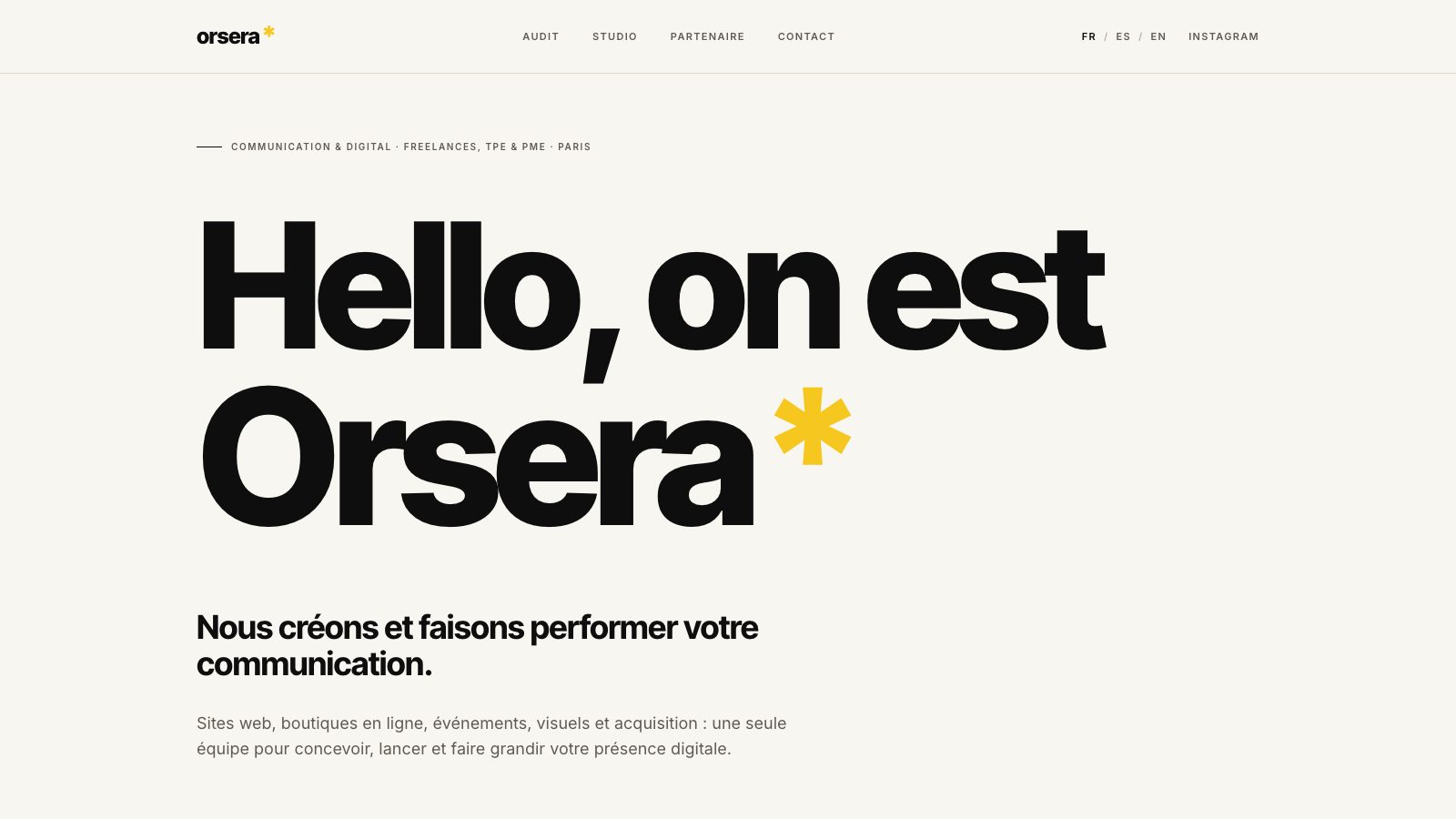 Page d'accueil d'orsera.fr