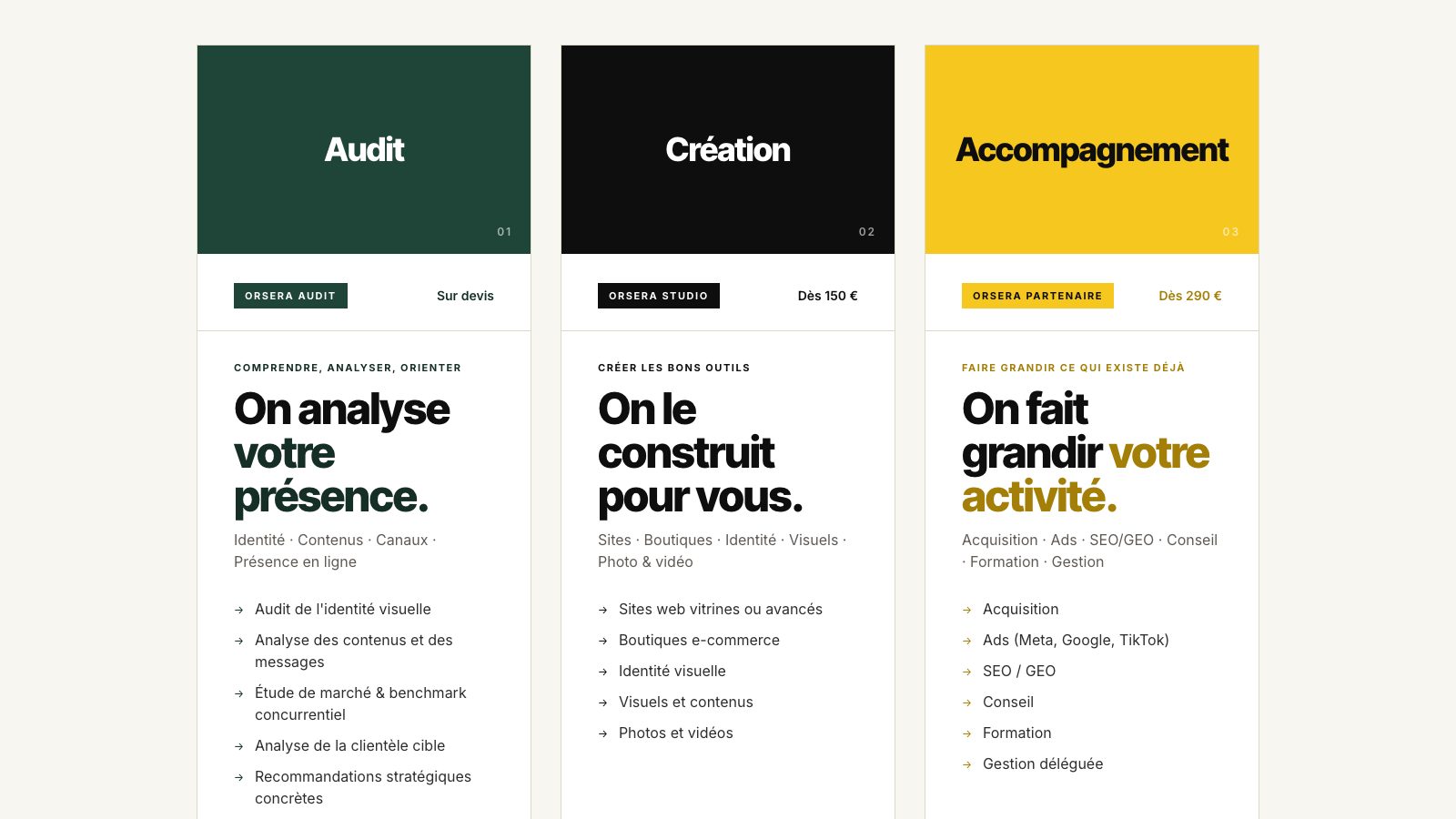 Orsera : audit, création, accompagnement